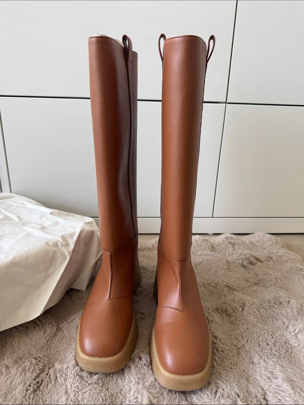 Stella McCartney Chestnut Brown Platform Over-the-Knee Boots
